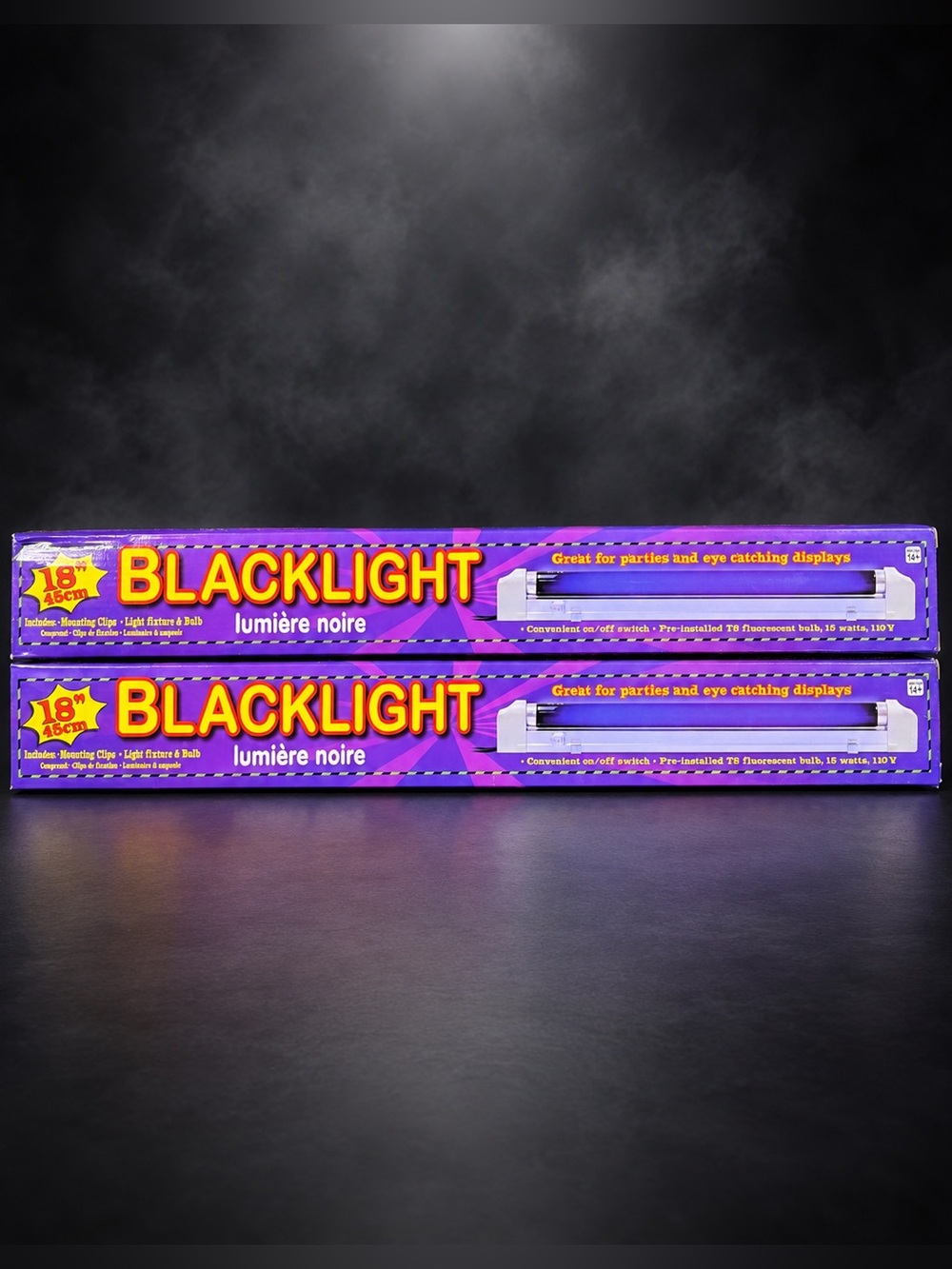 Forum Novelties 18” Blacklight Fixture & Bulb Set of 2 New